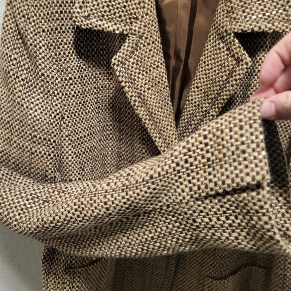 TALBOTS Women's Neutral Brown Tweed Jacket 14 - Picture 8 of 12
